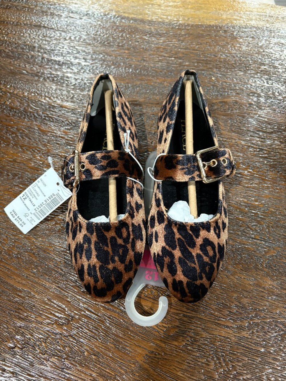 The Children's Place Leopard Print Girl's Flats Mary Jane Style Shoes  sz 12 NEW